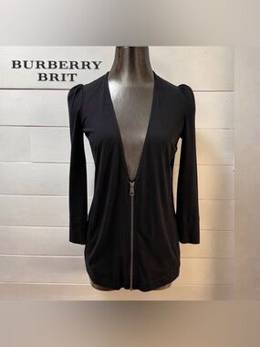 BURBERRY BRIT – Black Zip-Front Cardigan (S)